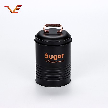 The manufacturer directly supplies black fashionable simple atmospheric storage sealed cans, candy, tea, coffee, classified identification, iron cans