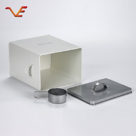 Grey and white directly supplied by the manufacturer Simple saving square iron can kitchen Miscellaneous grain storage sealed tank with spoon
