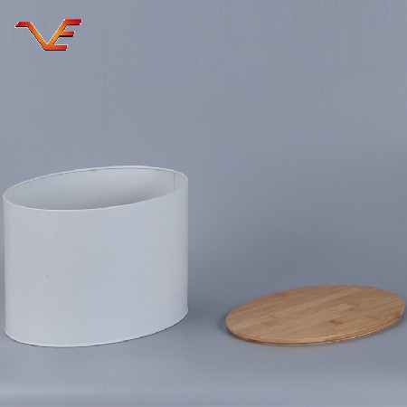 Egg shaped iron sheet and wood lid storage tank Tea, grains, cereals, condiments, sorting, storage tank Family storage tank