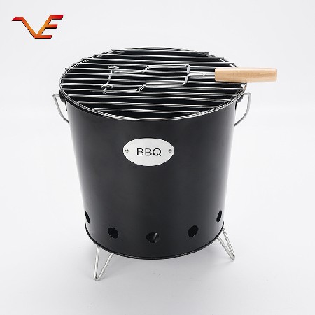 便攜式小型BBQ戶外圓形燒烤桶批發(fā) 野營木炭烤爐燒烤用帶隔網(wǎng)